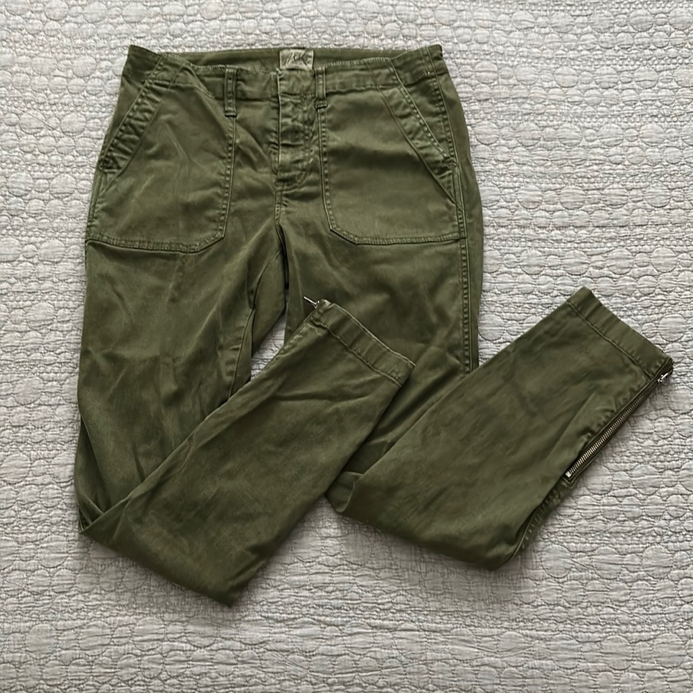 J Crew army green zipper ankle pants 27